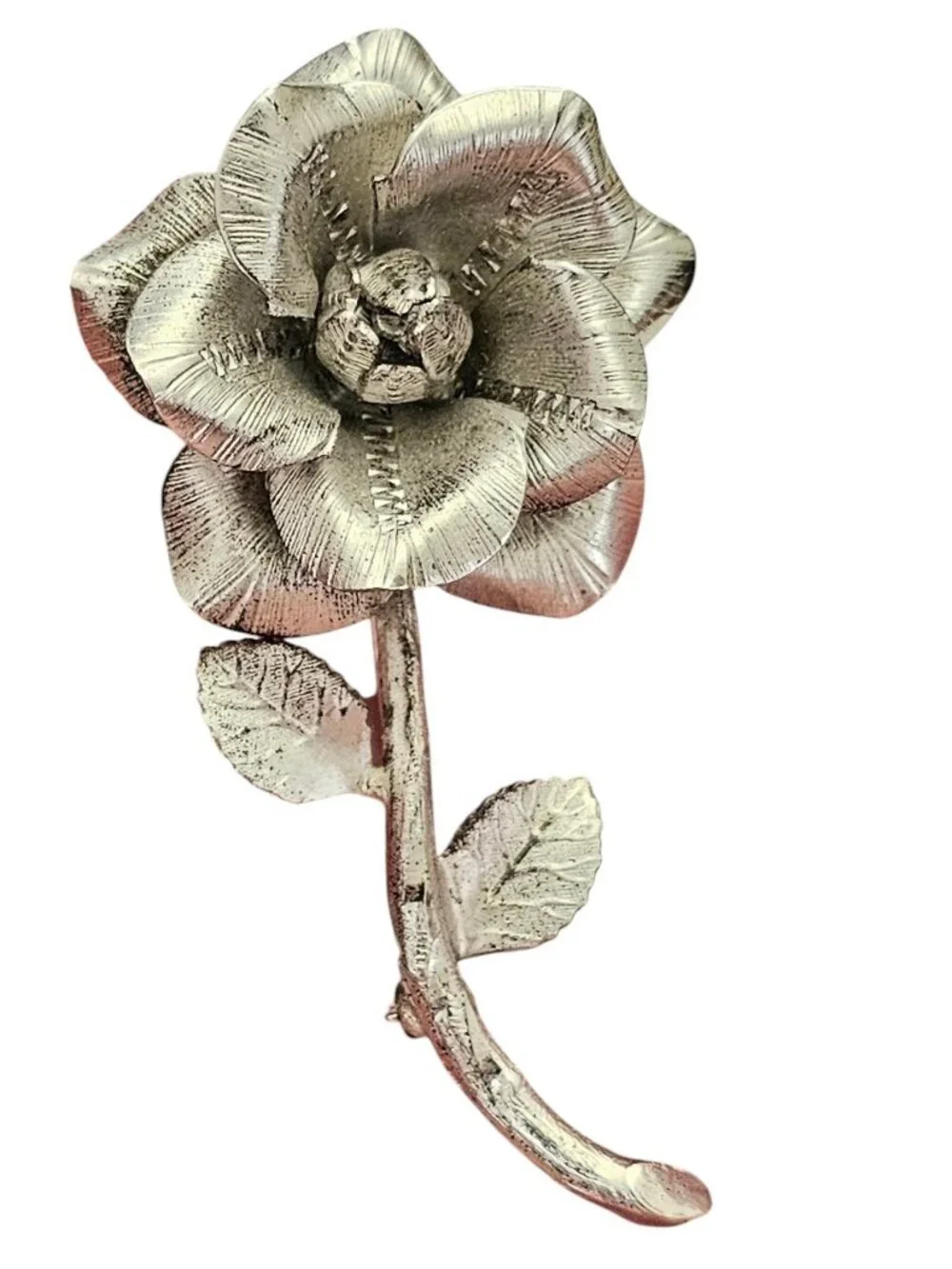 Russel Sterling Silver Rose Brooch, Signed L857